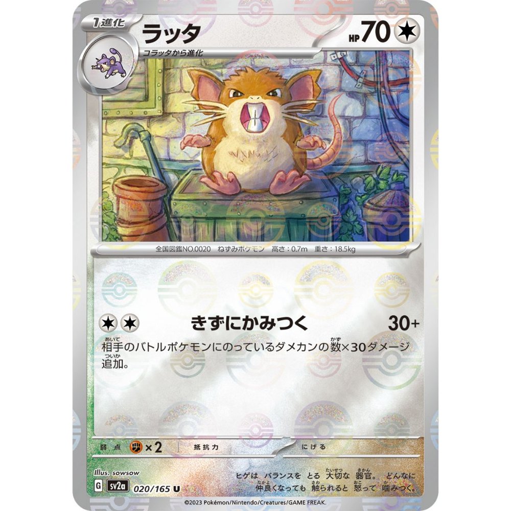 Raticate Pokeball Reverse Holo [SV2a] Pokemon Card 151 020/165
