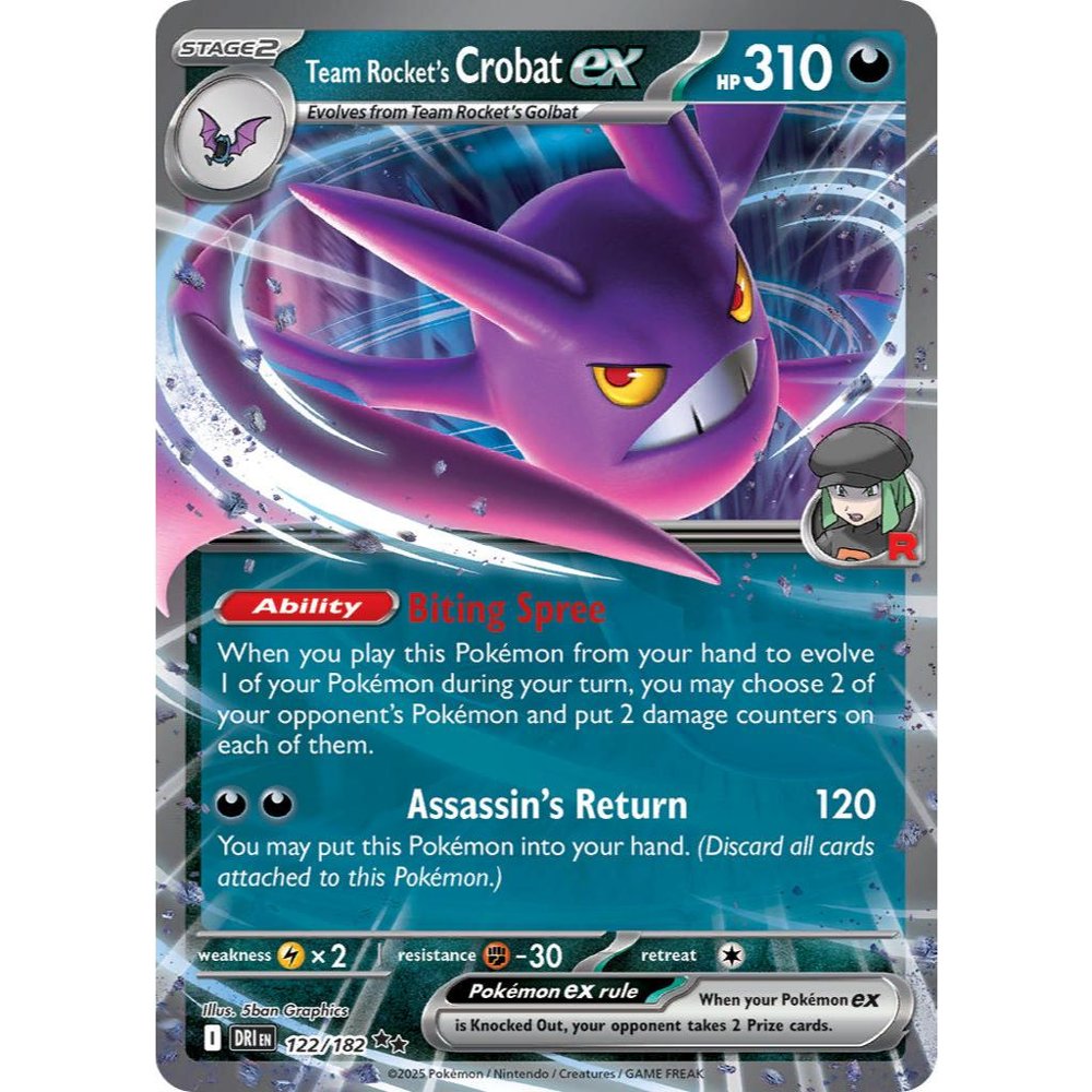 Team Rocket’s Crobat ex DRI 122/182 Destined Rivals Double Rare EN