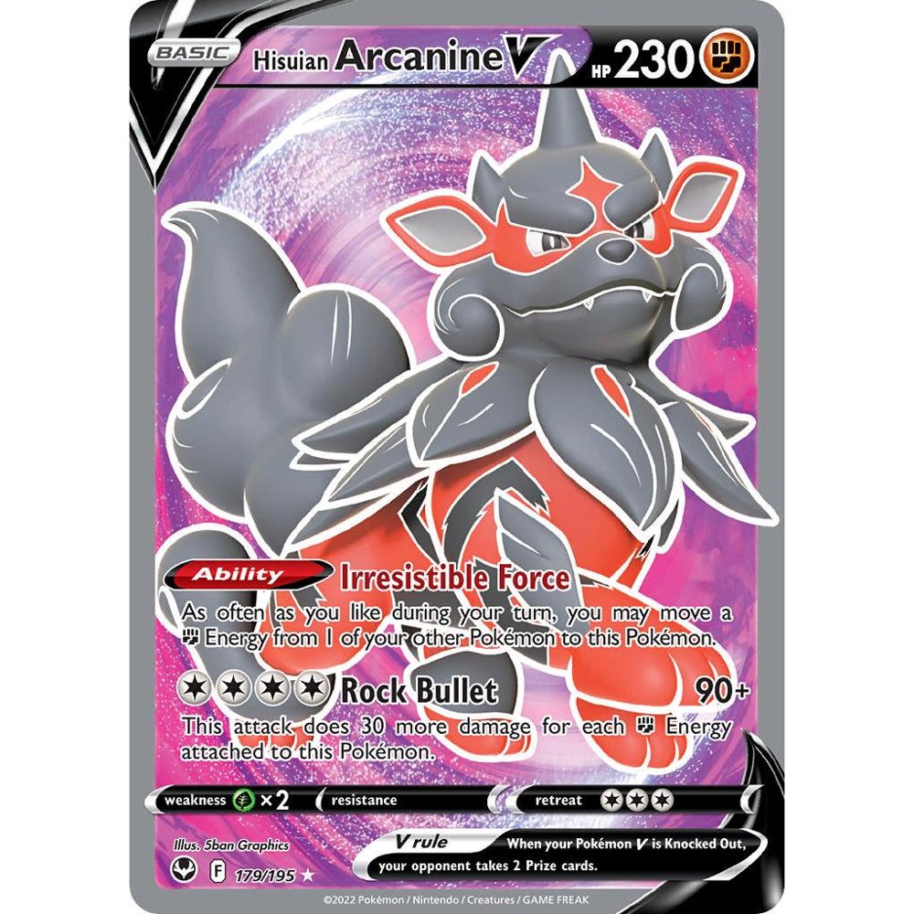 Hisuian Arcanine V 179/195 SWSH12 Silver Tempest Ultra Rare EN