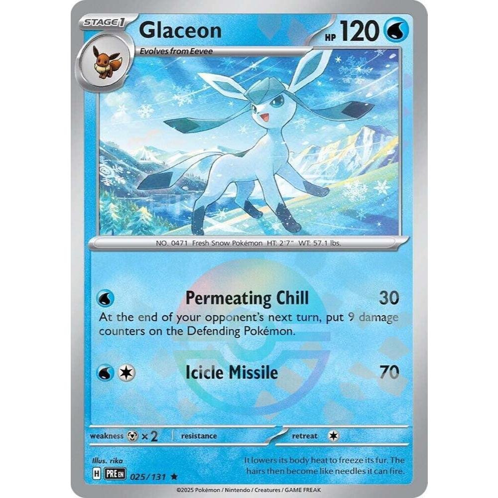 Glaceon PRE 025/131 Poke Ball Pattern Prismatic Evolutions EN Pokemon Card Game PTCG YHJ03