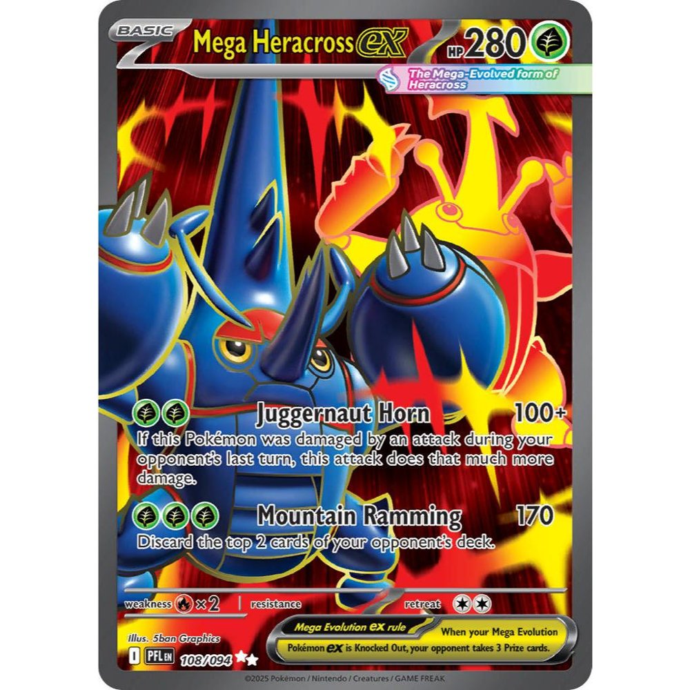 Mega Heracross ex PFL 108/094 Phantasmal Flames Ultra Rare EN Pokemon Card Gam