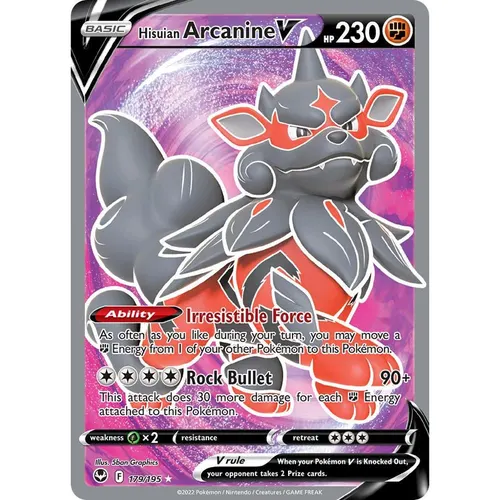 Hisuian Arcanine V 179/195 SWSH12 Silver Tempest Ultra Rare EN