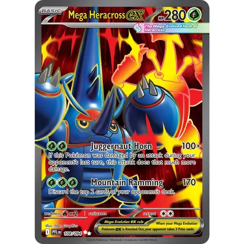 Mega Heracross ex PFL 108/094 Phantasmal Flames Ultra Rare EN Pokemon Card Gam